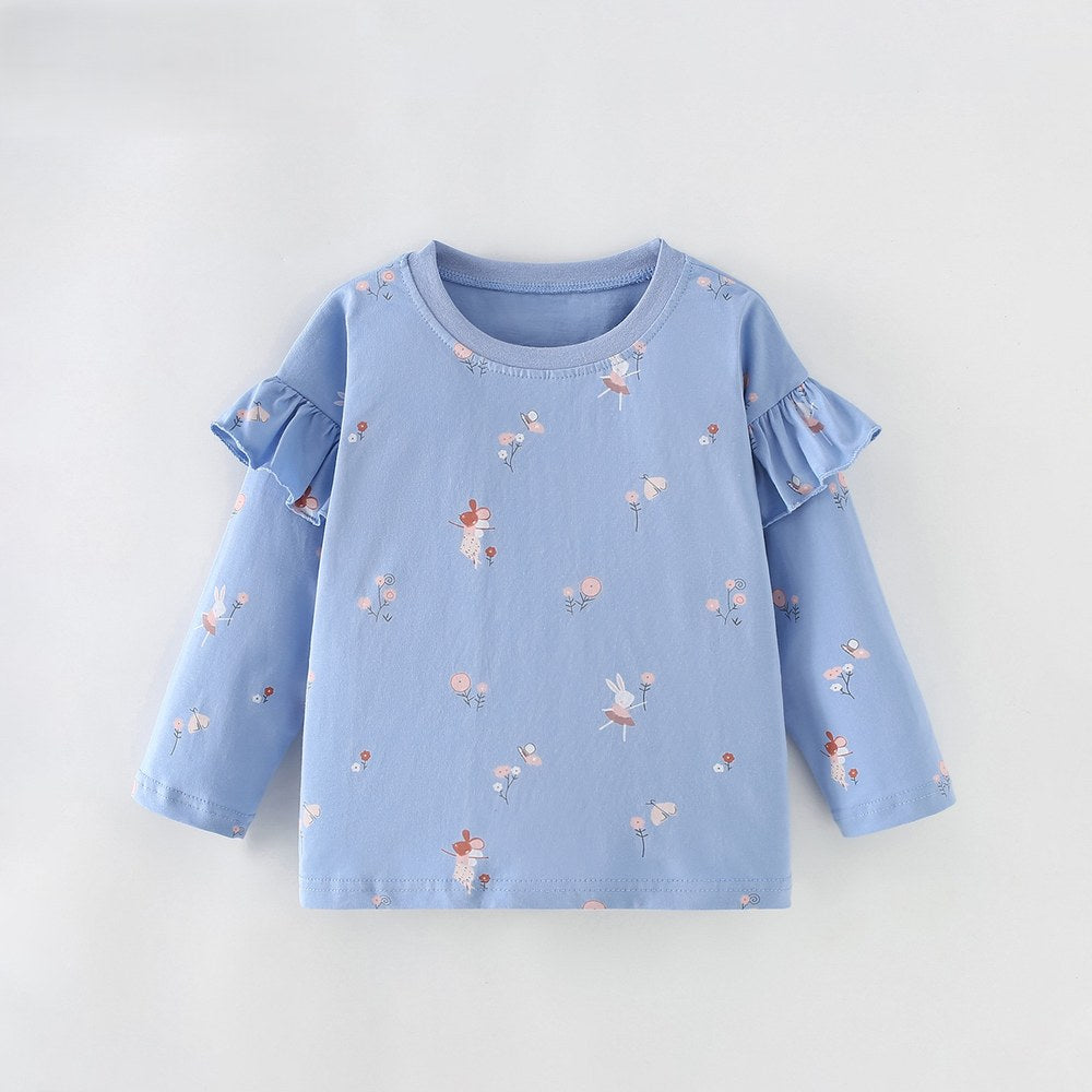 Baby Kids Girls Cartoon Pattern Long Sleeves Top