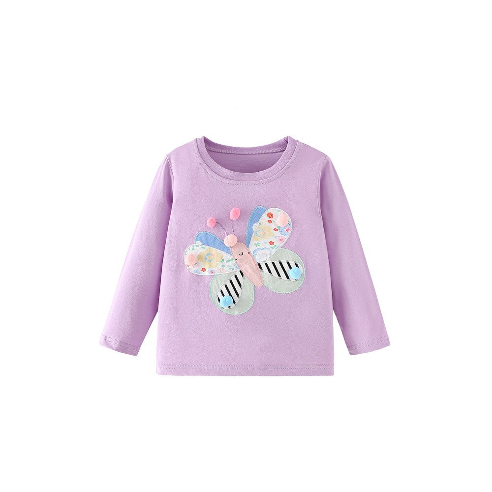 Baby Kids Girls Cartoon Pattern Long Sleeves Top