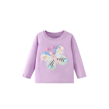 Baby Kids Girls Cartoon Pattern Long Sleeves Top