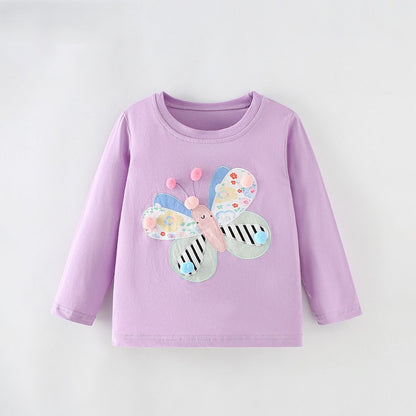 Baby Kids Girls Cartoon Pattern Long Sleeves Top