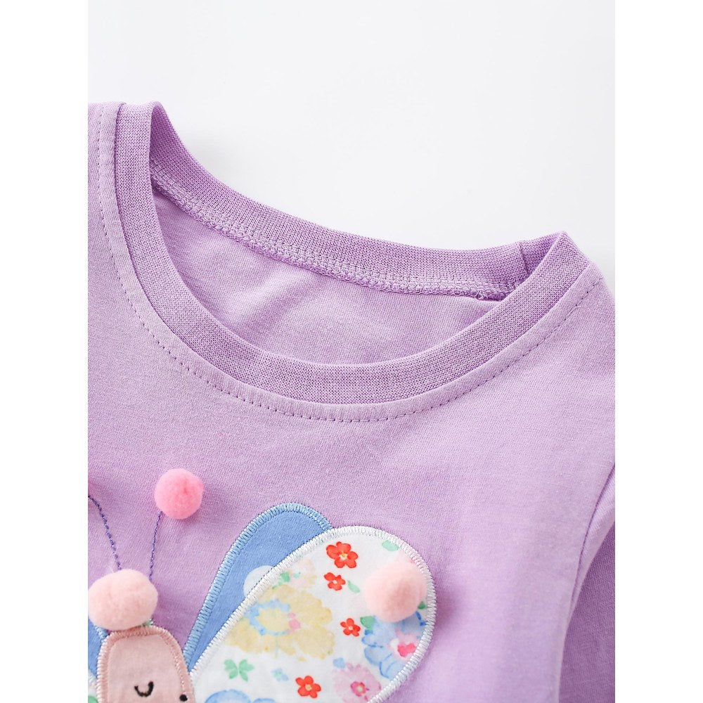 Baby Kids Girls Cartoon Pattern Long Sleeves Top
