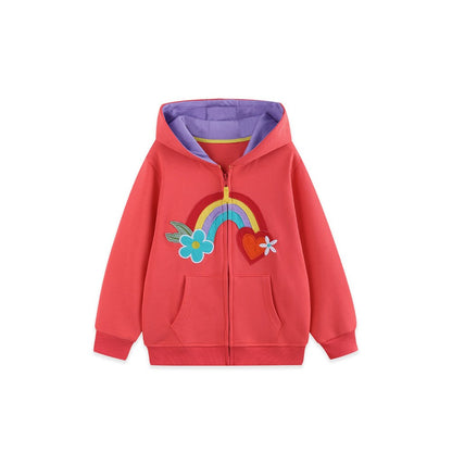 Baby Kids Girls Flowers and Heart Pattern Hooded Coat