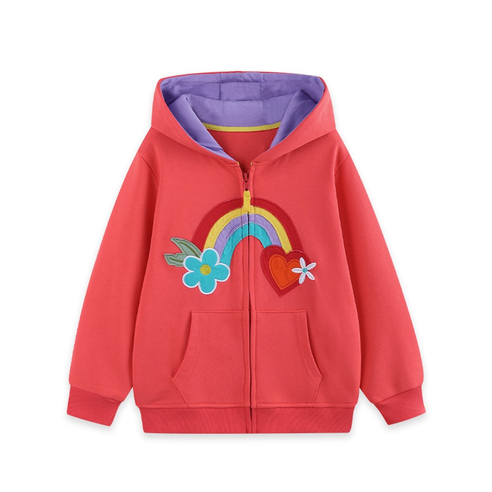 Baby Kids Girls Flowers and Heart Pattern Hooded Coat