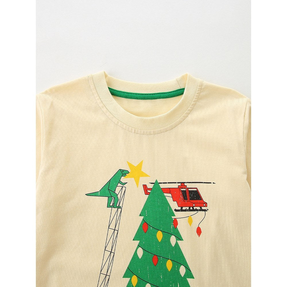 Baby Kids Christmas Cartoon Pattern Top 3-Piece Clothing Set for Boys