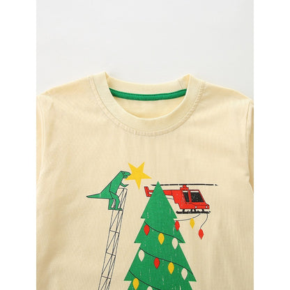 Baby Kids Christmas Cartoon Pattern Top 3-Piece Clothing Set for Boys