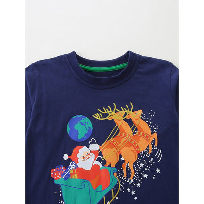 Baby Kids Christmas Cartoon Pattern Top 3-Piece Clothing Set for Boys
