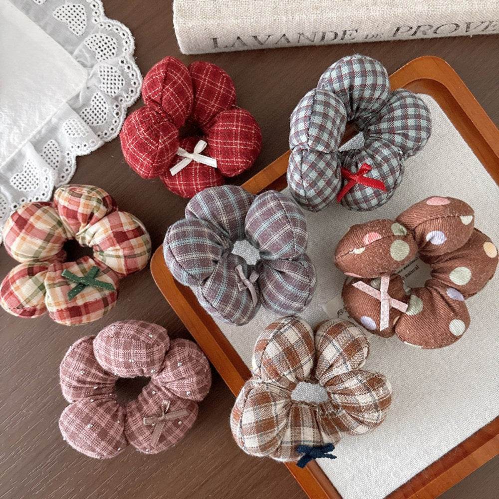 Vintage Plaid Pattern Hair Ties 2-Piece Set
