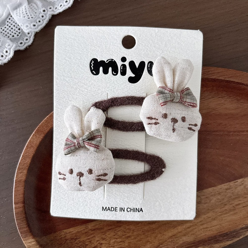 Vintage Cotton Linen Hair Accessory 2-Piece Set