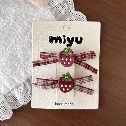Plaid Cloth Hair Accessory for Girls 4 Pieces Set