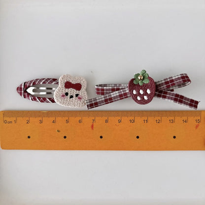 Plaid Cloth Hair Accessory for Girls 4 Pieces Set