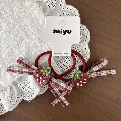 Plaid Cloth Hair Accessory for Girls 4 Pieces Set