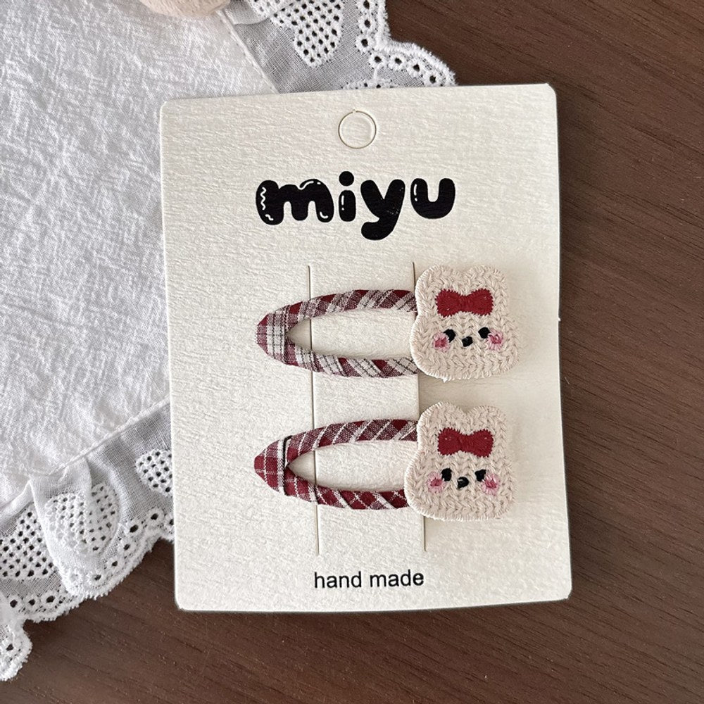 Plaid Cloth Hair Accessory for Girls 4 Pieces Set