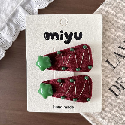 Vintage Christmas Hair Clips for Girls 4 Pieces Set