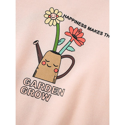 Kids Girls Cartoon Pattern Crew Neck Long Sleeves Sweatshirt