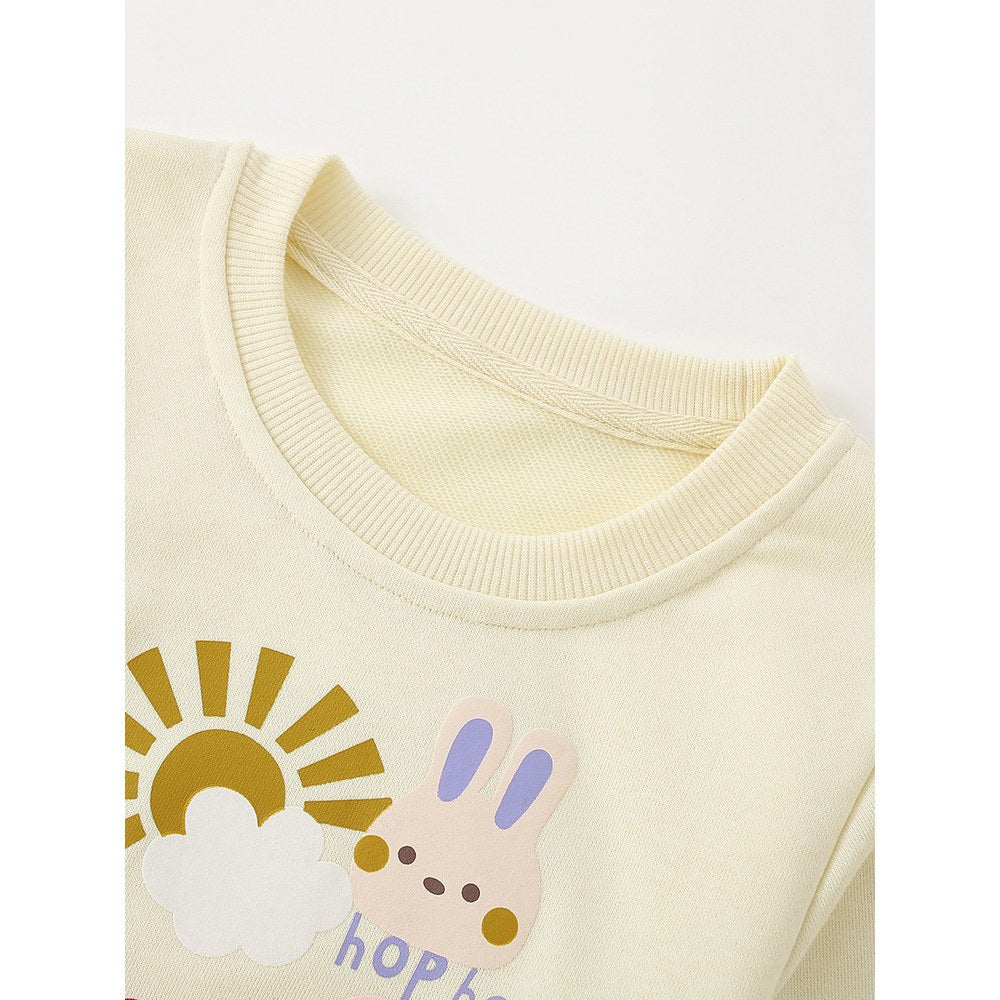 Kids Girls Cartoon Pattern Crew Neck Long Sleeves Sweatshirt