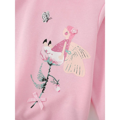 Kids Girls Cartoon Pattern Crew Neck Long Sleeves Sweatshirt
