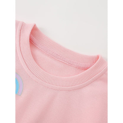 Kids Girls Cartoon Pattern Crew Neck Long Sleeves Sweatshirt