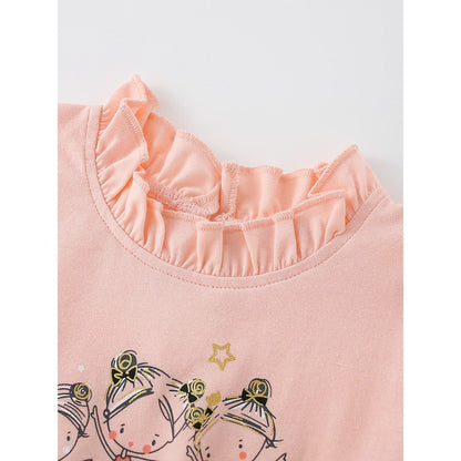Baby Kids Girls Princess Cartoon Pattern Long Sleeves Tulle Dress