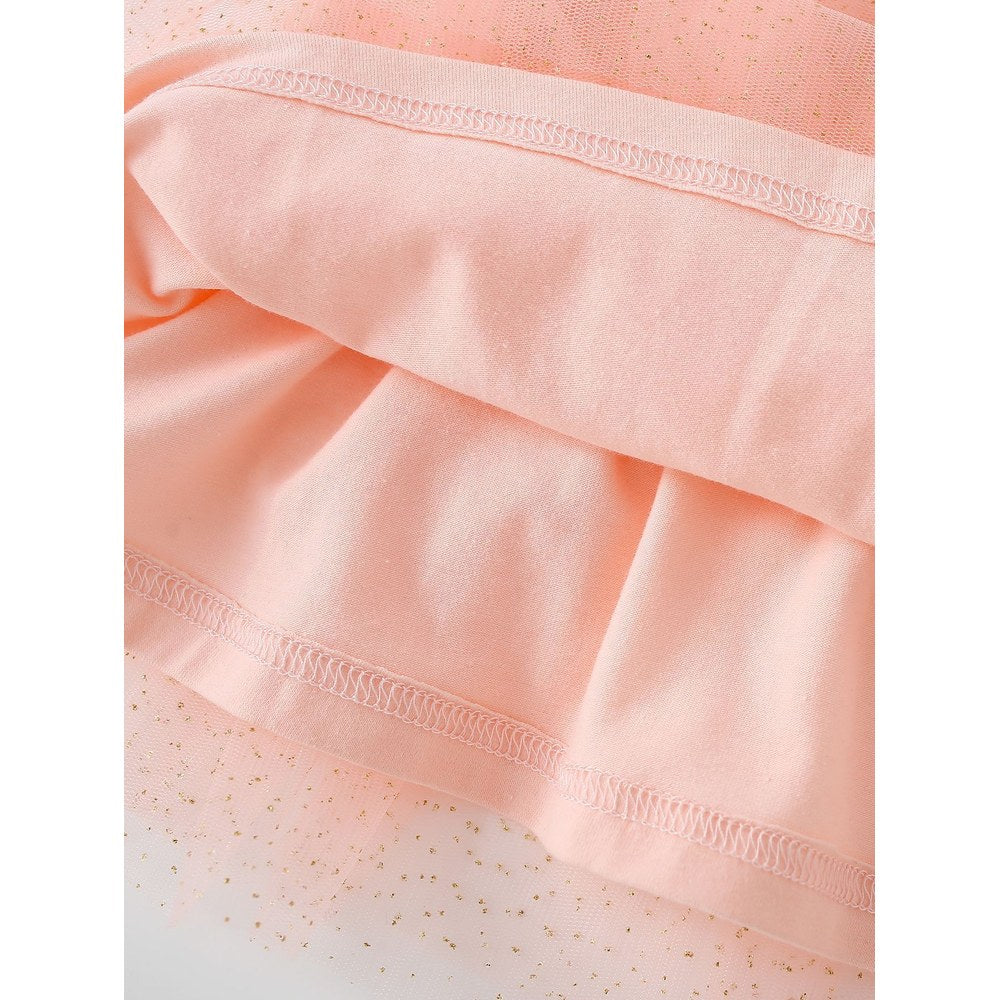 Baby Kids Girls Princess Cartoon Pattern Long Sleeves Tulle Dress