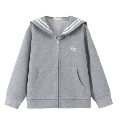 Long Sleeves Grey One-Piece Preppy Coat for Stylish Girls