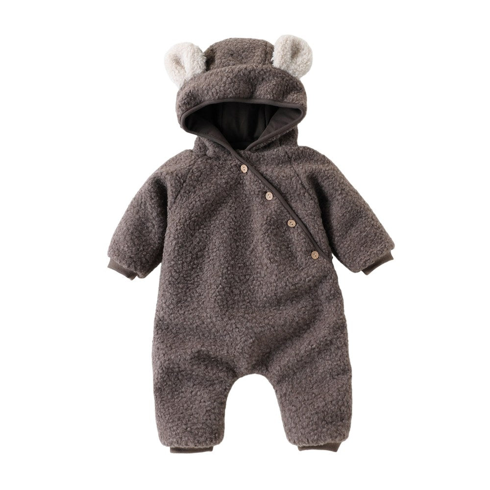 Baby Kids Unisex Long Sleeves Fluffy Hooded Rompers