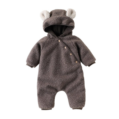 Baby Kids Unisex Long Sleeves Fluffy Hooded Rompers