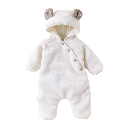 Baby Kids Unisex Long Sleeves Fluffy Hooded Rompers
