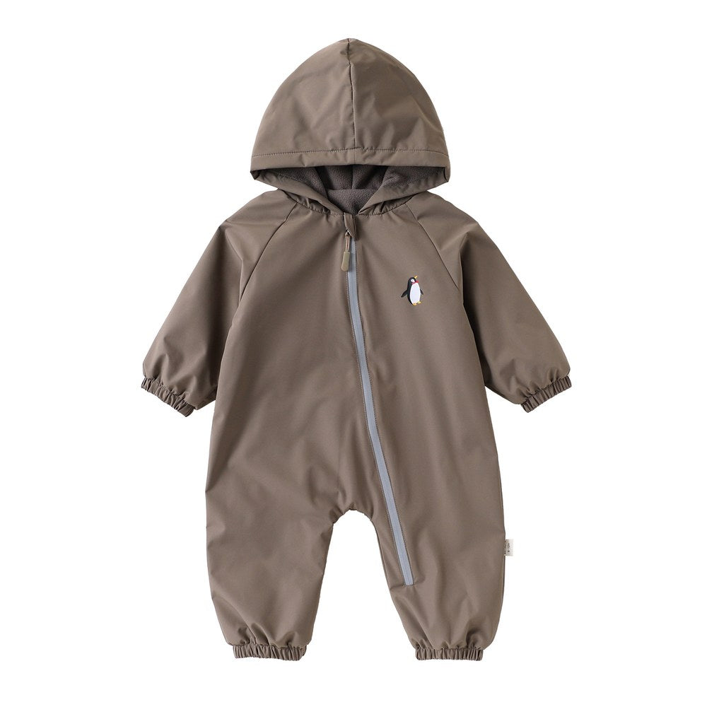 2026 Baby Hooded One Piece Fleece Lined Warm Waterproof Windproof Zipper Coverall Rompers