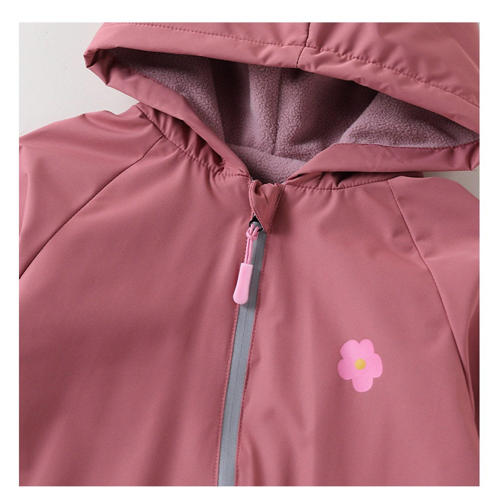 2026 Baby Hooded One Piece Fleece Lined Warm Waterproof Windproof Zipper Coverall Rompers