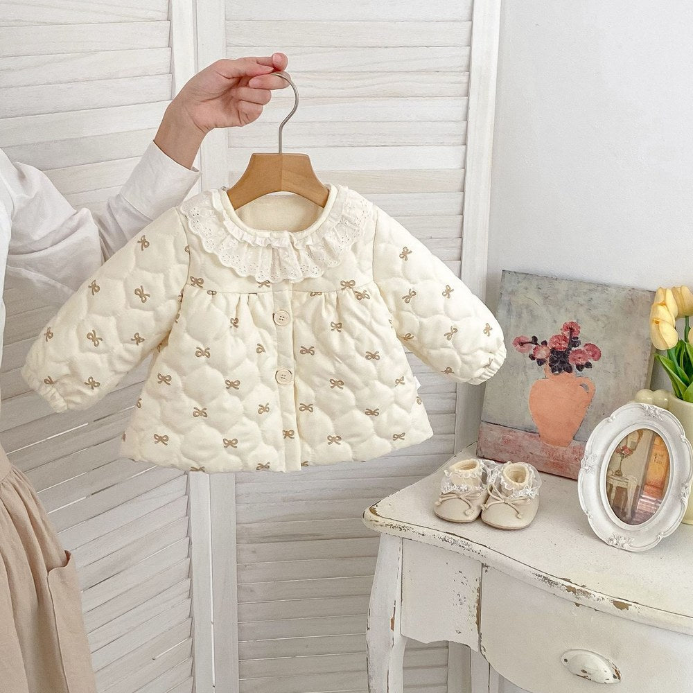 Baby Kids Girls' Cotton-Padded Geometric Pattern Coat