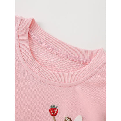 Kids Girls Cartoon Pattern Crew Neck Long Sleeves Sweatshirt
