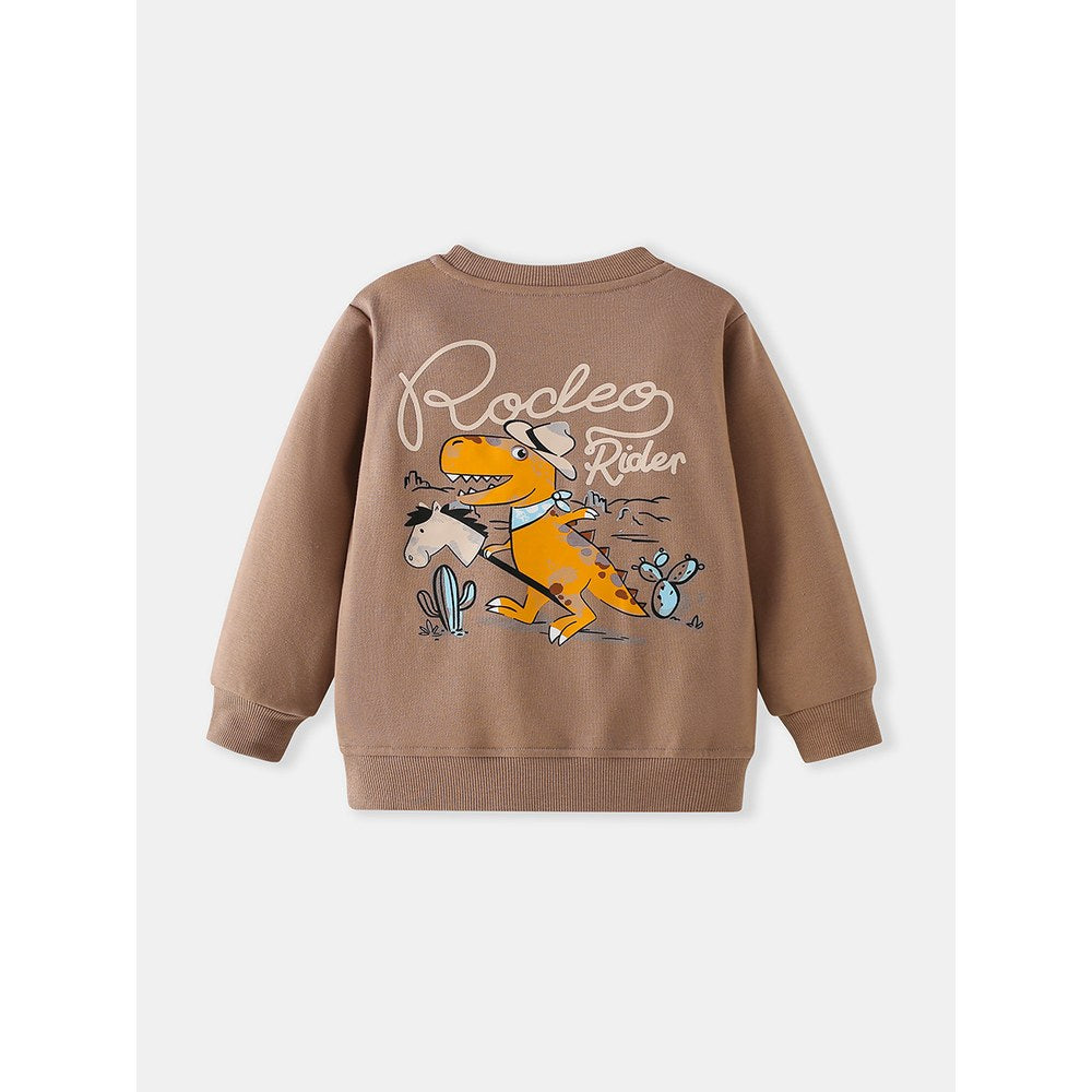 Kids Boys Cartoon Pattern Crew Neck Long Sleeves Sweatshirt