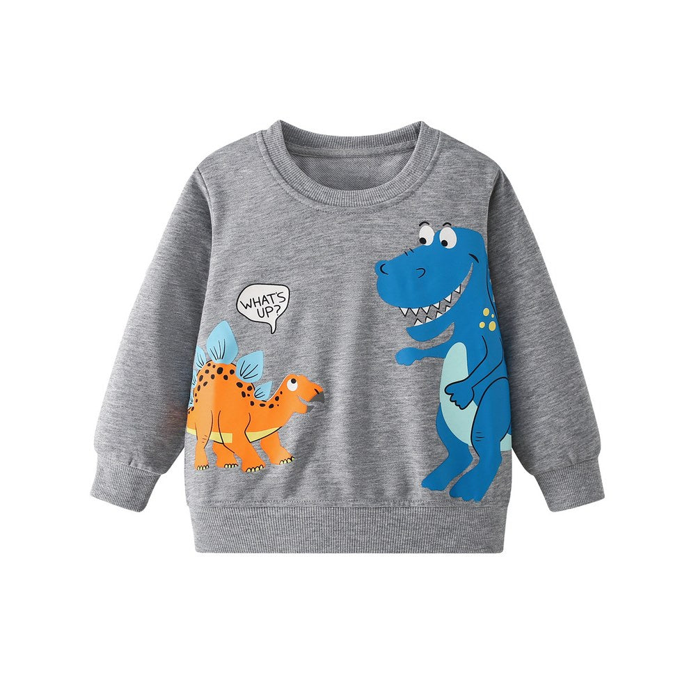 Kids Boys Cartoon Pattern Crew Neck Long Sleeves Sweatshirt