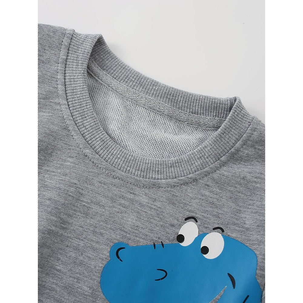 Kids Boys Cartoon Pattern Crew Neck Long Sleeves Sweatshirt