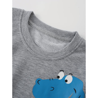 Kids Boys Cartoon Pattern Crew Neck Long Sleeves Sweatshirt