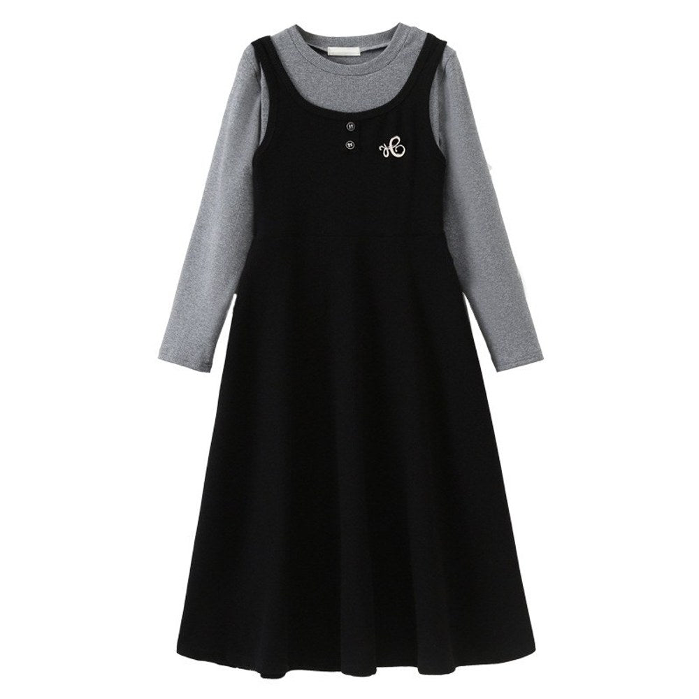 Long Sleeves Color Patchwork One-Piece Dress for Stylish Girls