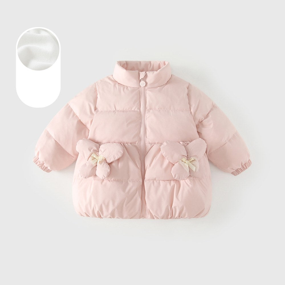Girls' Butterfly Pattern Cotton-Padded Coat