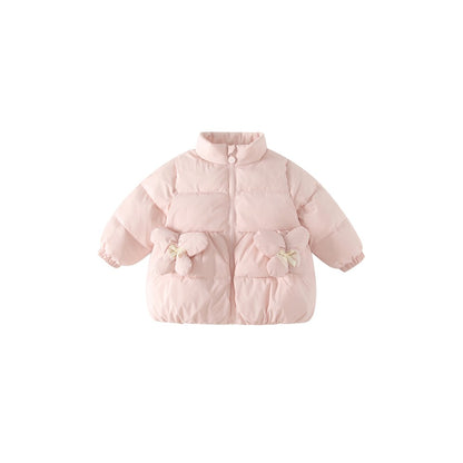 Girls' Butterfly Pattern Cotton-Padded Coat