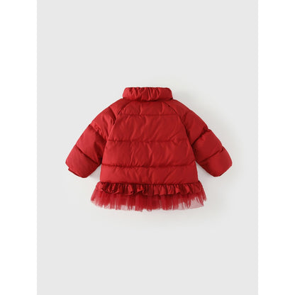 Girls' Butterfly-Bows Pattern Cotton-Padded Coat