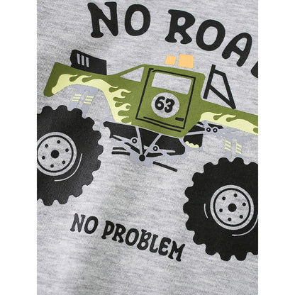 Kids Boys Cartoon Pattern Crew Neck Long Sleeves Hoodie