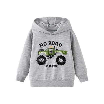 Kids Boys Cartoon Pattern Crew Neck Long Sleeves Hoodie