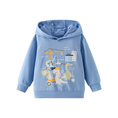 Kids Boys Cartoon Pattern Crew Neck Long Sleeves Hoodie