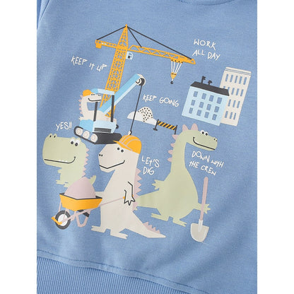 Kids Boys Cartoon Pattern Crew Neck Long Sleeves Hoodie