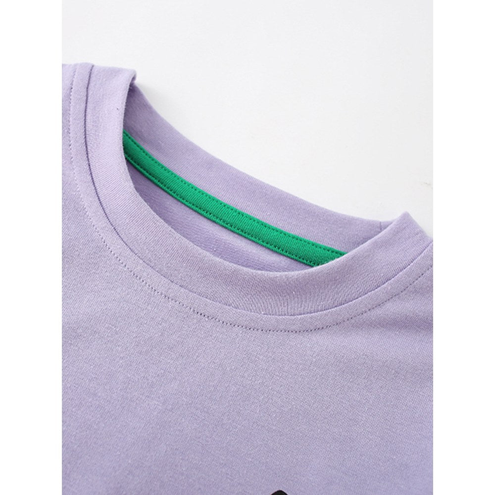 Kids Animals Cartoon Pattern Crew Neck Long Sleeves Top