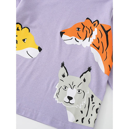 Kids Animals Cartoon Pattern Crew Neck Long Sleeves Top