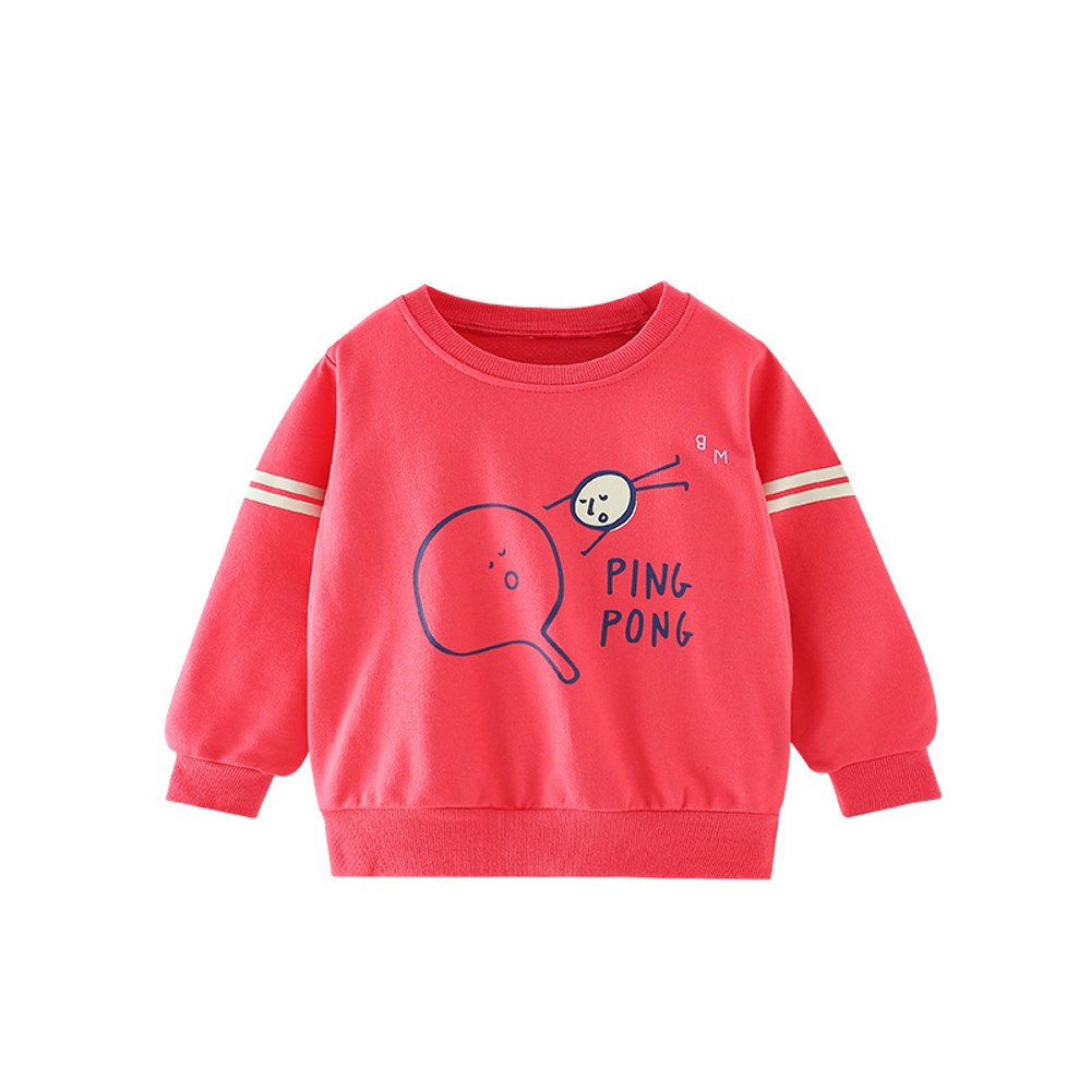 Kids Girls Cartoon Pattern Crew Neck Long Sleeves Top