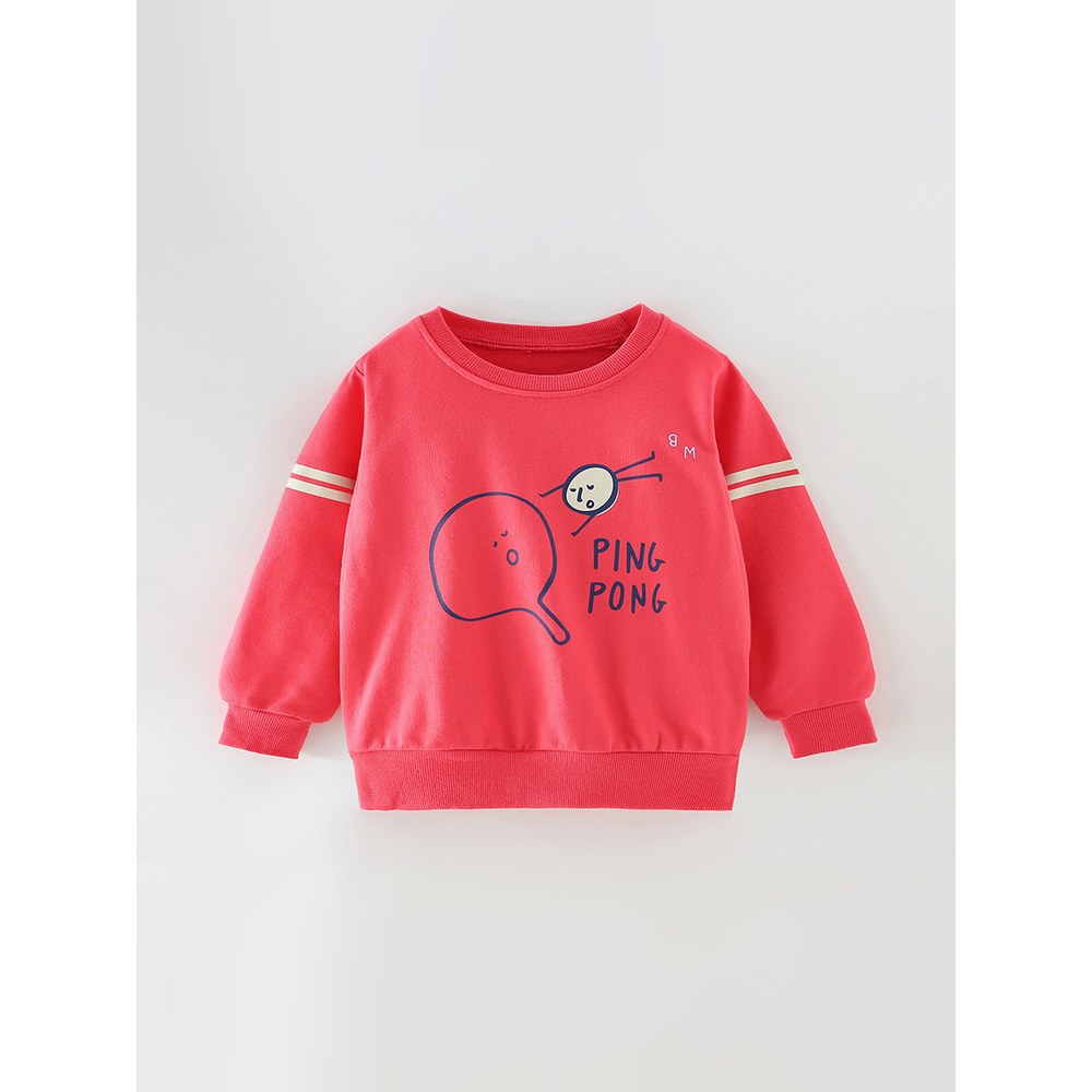 Kids Girls Cartoon Pattern Crew Neck Long Sleeves Top