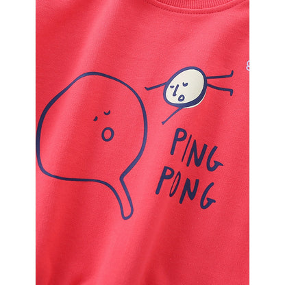 Kids Girls Cartoon Pattern Crew Neck Long Sleeves Top