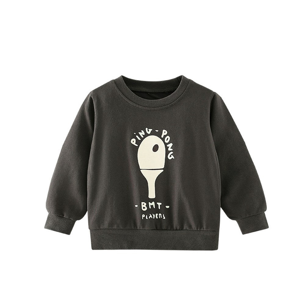 Kids Boys Cartoon and Letters Pattern Crew Neck Long Sleeves Top