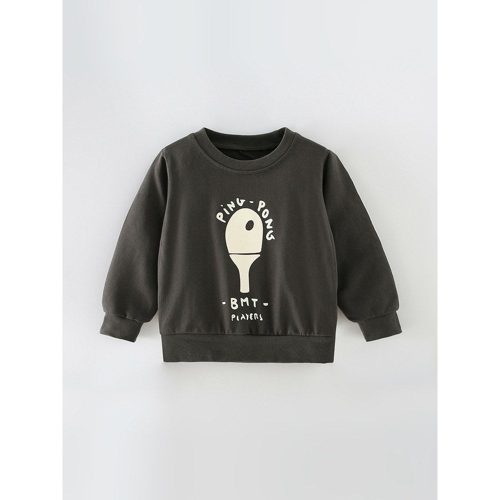 Kids Boys Cartoon and Letters Pattern Crew Neck Long Sleeves Top